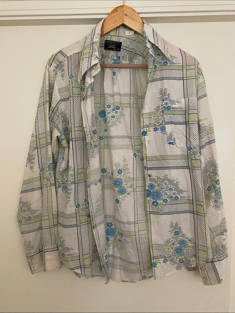Light-Weight Floral Plaid Button-Up Shirt Jacket - Blue/Green